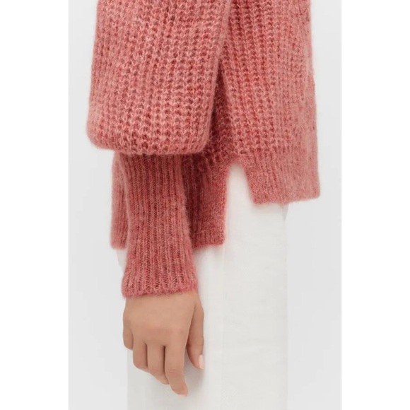 NWT Cuyana Alpaca Wool Balloon Sleeve Sweater in Passion Fruit Pink - Picture 4 of 9